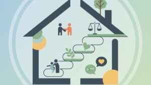 Современная иллюстрация о мирном разводе, семейном праве и соглашении без конфликтов.